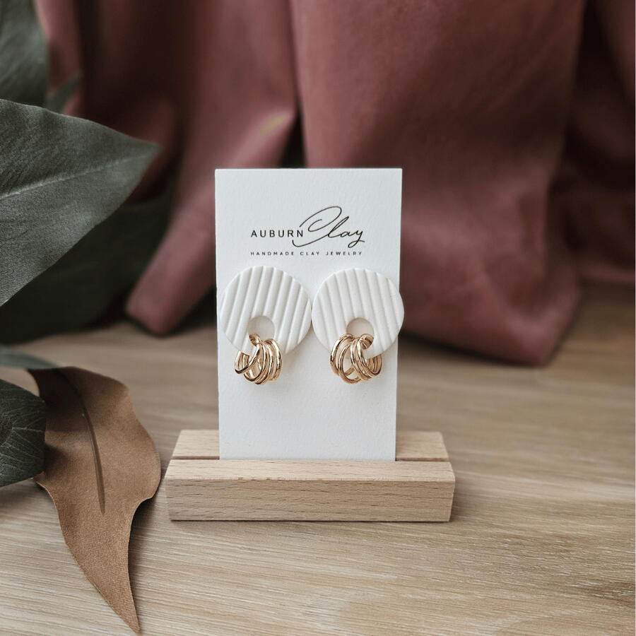 White Stud Earrings