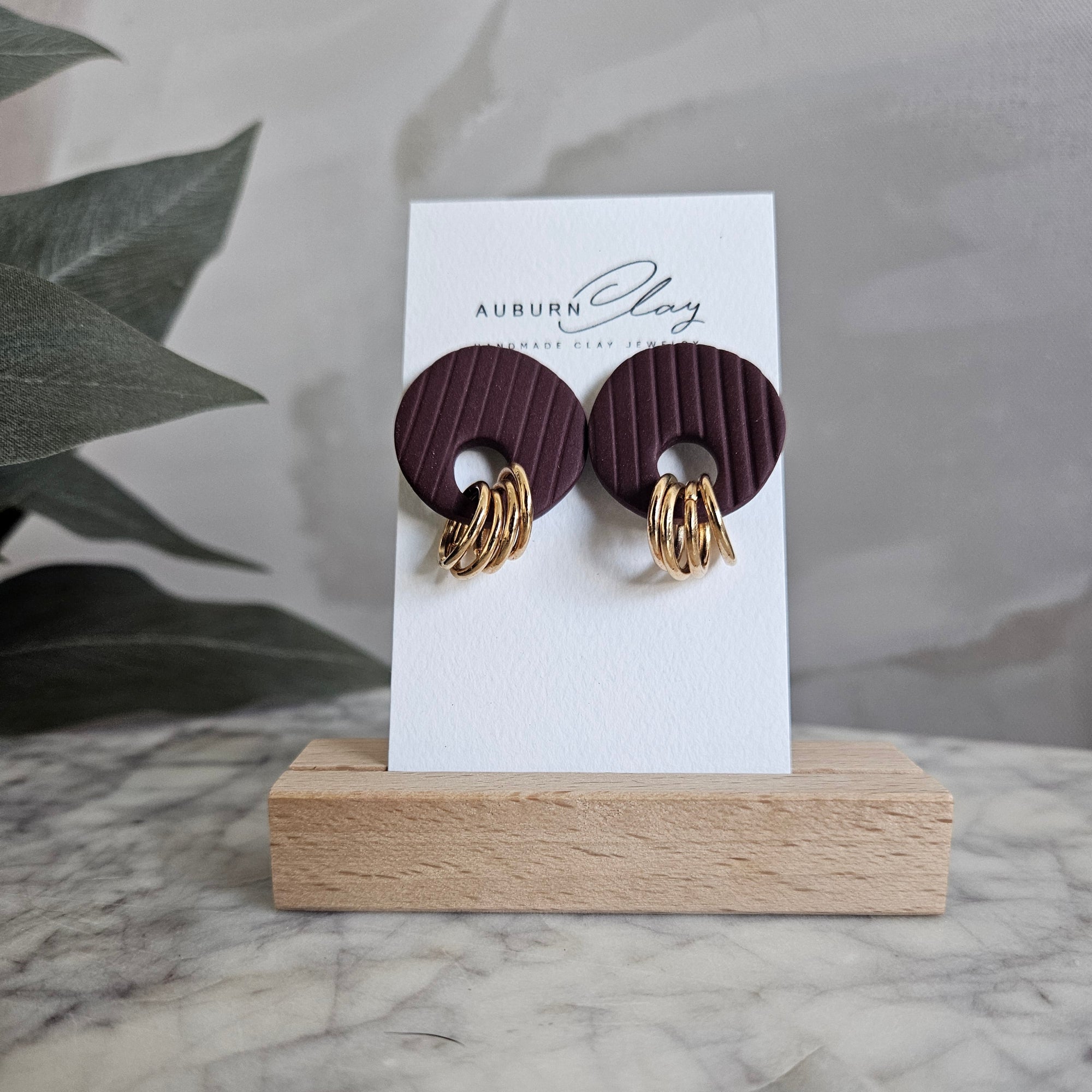 Merlot Chunky Ribbed Studs