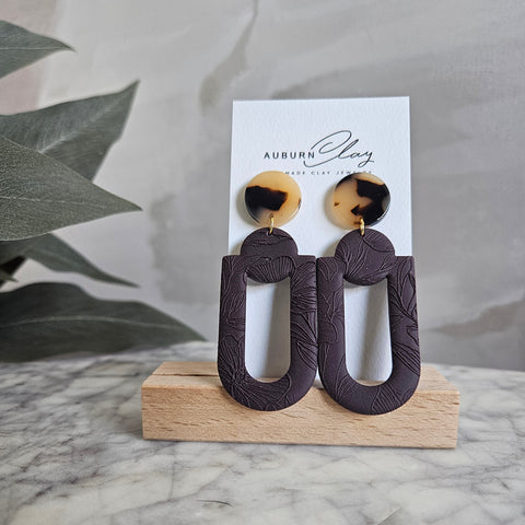 Floral Arch Drops in Aubergine & Tortoise