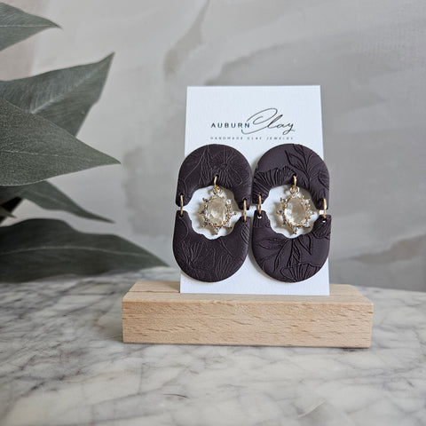 Mirrored Aubergine Floral Drops