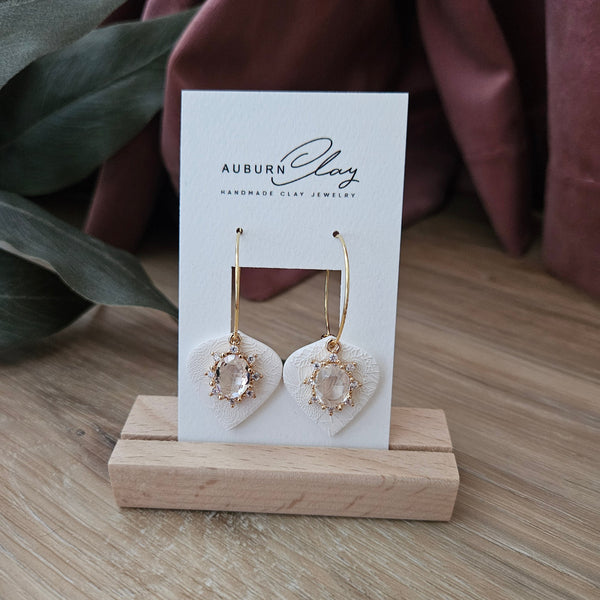 Cream Sunflower Spade Hoop with Charm