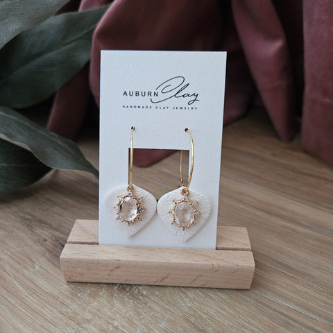 Cream Sunflower Spade Hoop with Charm