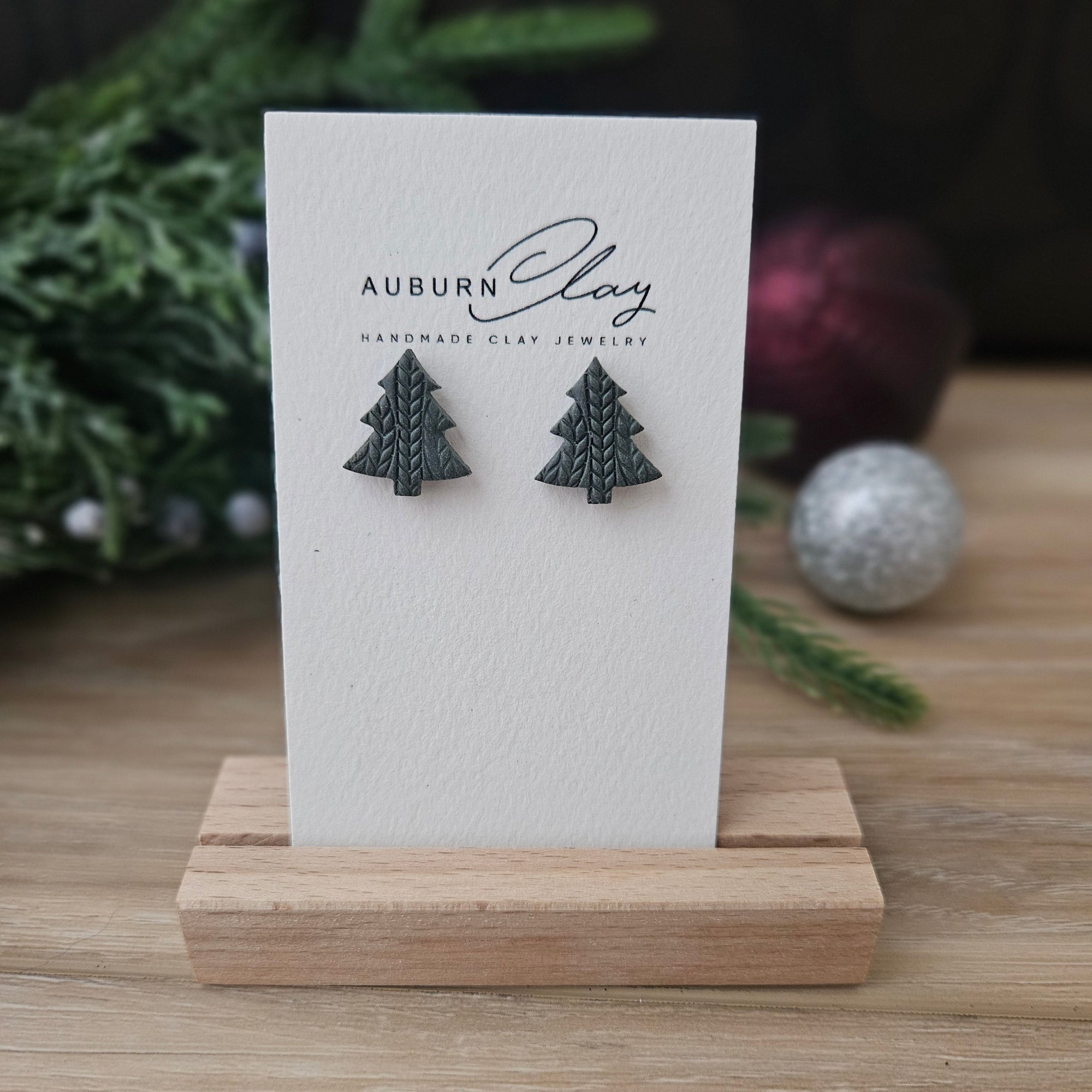 Christmas Textured Tree Studs