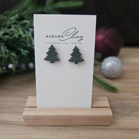Christmas Textured Tree Studs