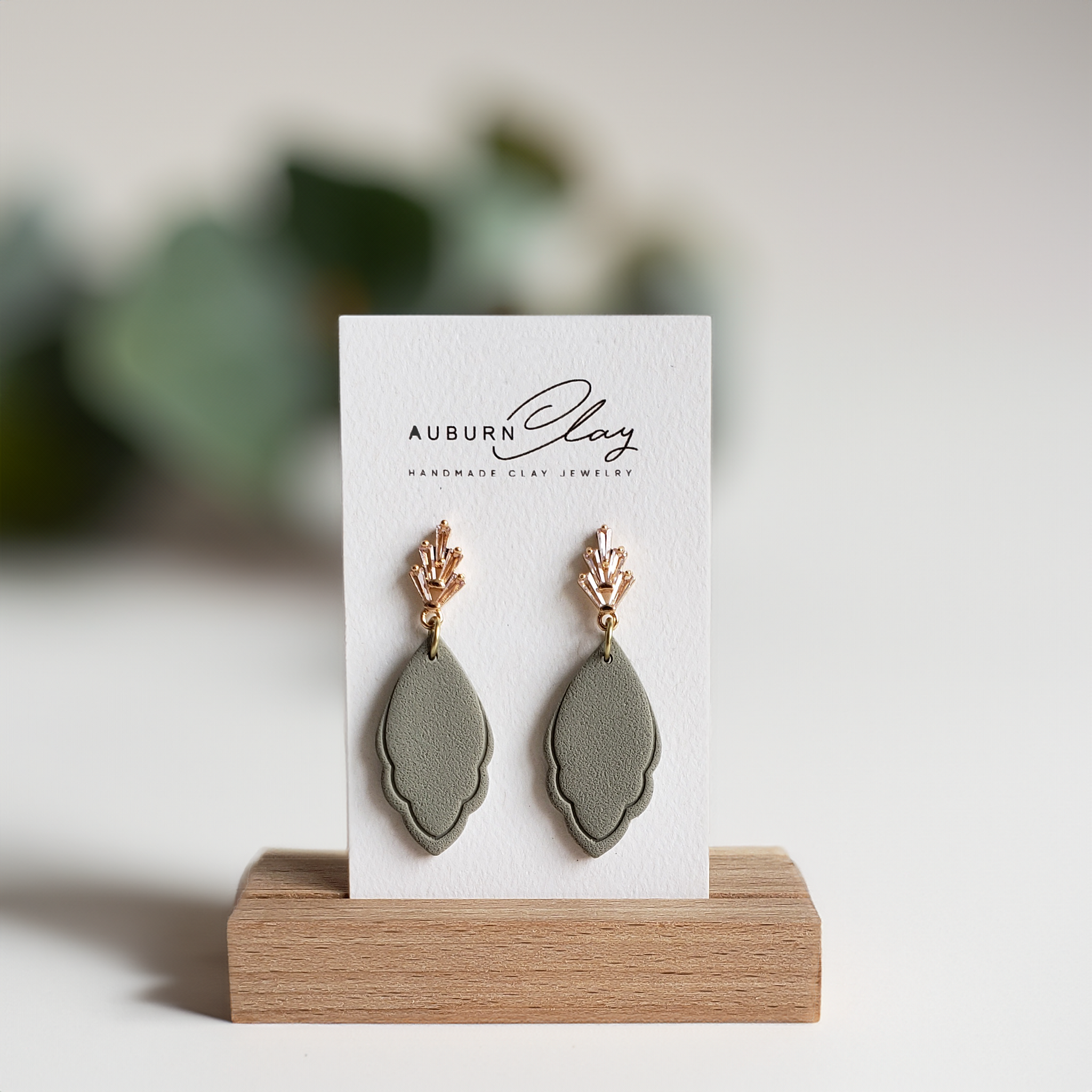 Sage Antique Gem Textured Dangles