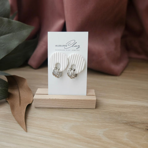 White Chunky Ribbed Studs