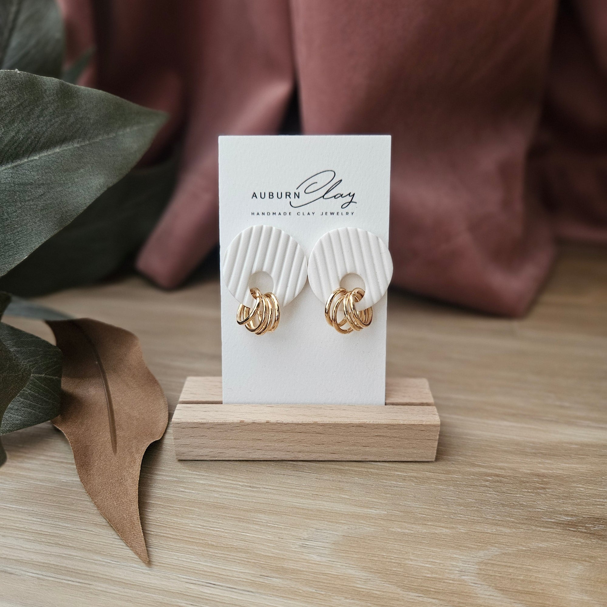 White Chunky Ribbed Studs