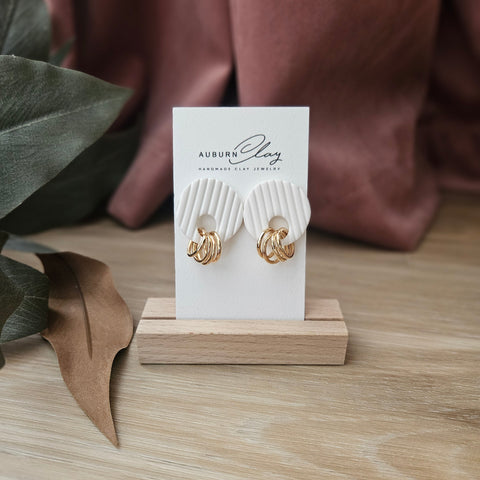 White Chunky Ribbed Studs